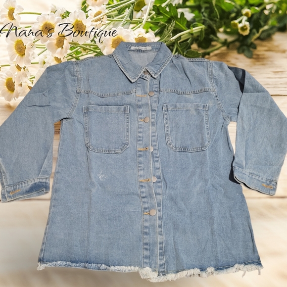 Soft🔥Blue Jean Top With Raw Edge - Picture 2 of 7